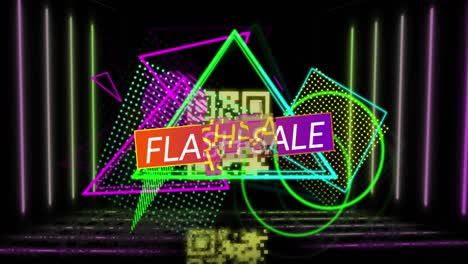 Animation-of-qr-code-over-flash-sale-text