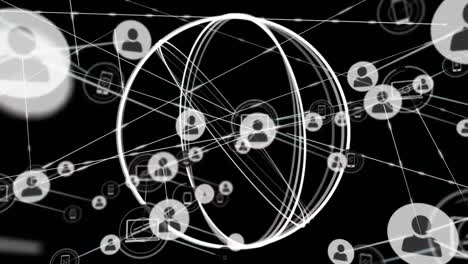 Animation-Des-Globus-Mit-Netzwerk-Von-Verbindungen-Mit-Symbolen