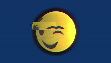 Animation-of-emoji-icon-over-blue-background