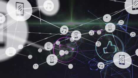 Animation-Des-Netzwerks-Von-Verbindungen-über-Mediensymbole