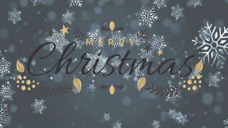 Animation-of-christmas-greetings-text-over-snow-falling-on-grey-background