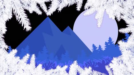 Animation-Des-Weihnachtlichen-Weißen-Tannenbaumrahmens-Und-Der-Landschaft
