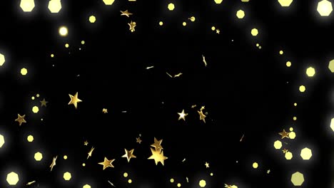 Animación-De-Estrellas-Cayendo-Y-Luces-Navideñas-Parpadeando-Sobre-Fondo-Negro