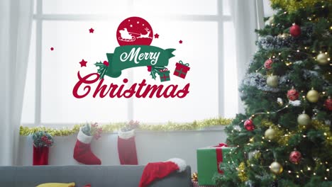 Animation-Des-Weihnachtsgrußtextes-über-Dem-Weihnachtsbaum