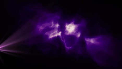 Animation-of-purple-light-and-clouds-of-smoke-on-black-background