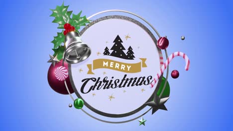 Animation-of-christmas-greetings-text-with-decoration-on-blue-background
