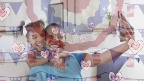 Animation-of-usa-flag-over-happy-african-american-family