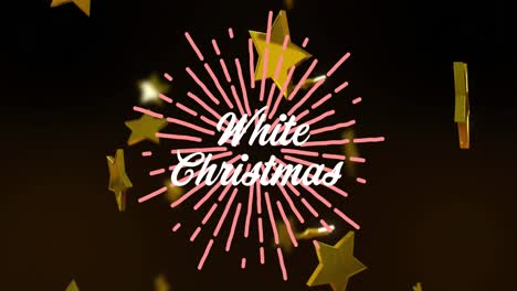 Animation-Des-Weihnachtsgrußtextes,-Goldene-Sterne-Fallen-Auf-Schwarzen-Hintergrund
