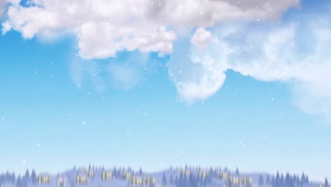 Animation-Von-Wolken-über-Einer-Winterlandschaft-Mit-Häusern