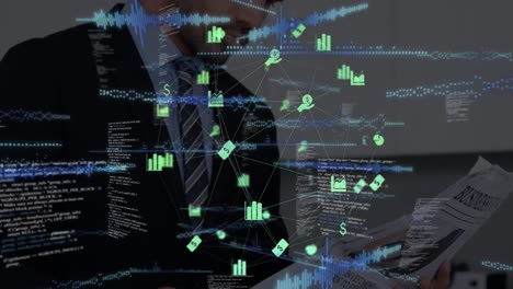 Animation-of-connections-and-data-over-caucasian-businessman