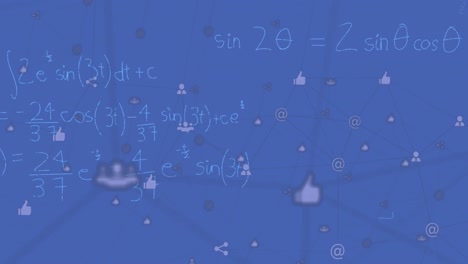 Animation-of-mathematical-equations-over-network-of-connections-with-icons
