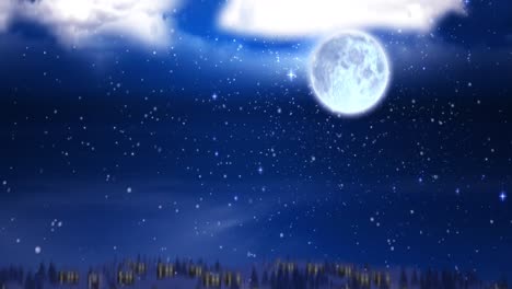 Animation-Des-Himmels-Mit-Wolken-über-Winterlandschaft-Und-Schnee