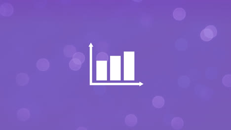 Animation-of-white-statistics-over-dots-on-purple-background