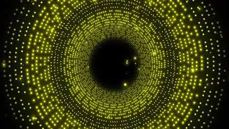 Animation-Leuchtender-Gelber-Flecken-In-Kreisförmiger-Bewegung-Auf-Schwarzem-Hintergrund