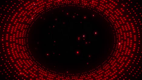 Animation-of-glowing-red-spots-in-circular-movement-on-black-background