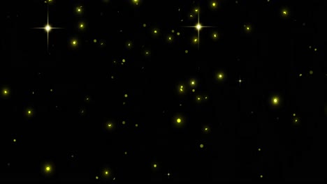 Animation-Leuchtender-Gelber-Flecken,-Die-Auf-Schwarzen-Hintergrund-Fallen