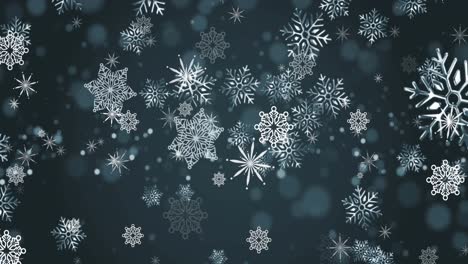 Animation-of-christmas-snow-falling-on-blue-background