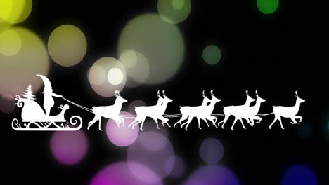 Animation-of-santa-in-sleigh-at-christmas-over-spots