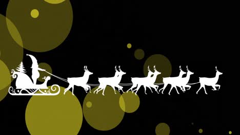 Animation-of-santa-in-sleigh-at-christmas-over-spots