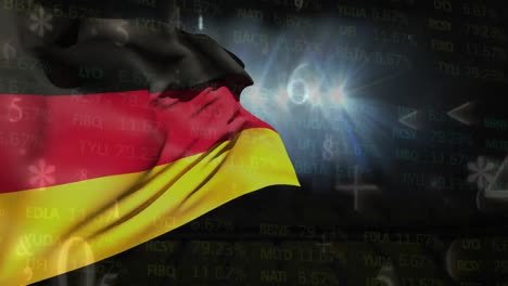 Animation-Der-Datenverarbeitung-über-Der-Flagge-Deutschlands
