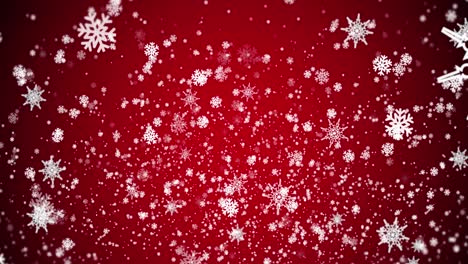 Animation-Von-Weihnachtsschnee,-Der-Auf-Roten-Hintergrund-Fällt
