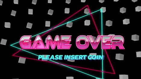 Animation-of-game-over-text-over-shapes-on-black-background
