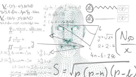 Animation-Eines-Digitalen-Menschen-über-Mathematischen-Gleichungen-Auf-Weißem-Hintergrund