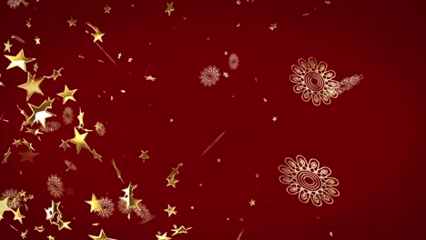 Animation-of-christmas-snow-falling-on-red-background