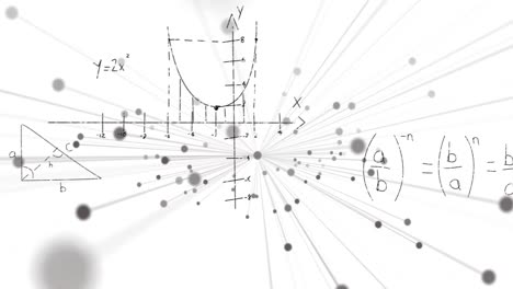 Animation-of-mathematical-equations-over-shapes-on-white-background