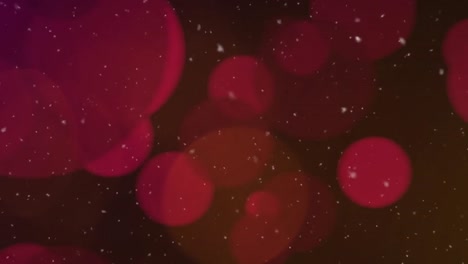 Animation-Des-Weihnachtsschnees,-Der-Mit-Roten-Flecken-Auf-Schwarzem-Hintergrund-Fällt