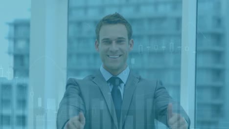 Animation-of-data-processing-over-caucasian-businessman-smiling
