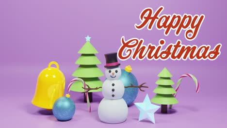 Animation-Von-Weihnachtsgrüßen-über-Weihnachtsdekorationen-Auf-Violettem-Hintergrund