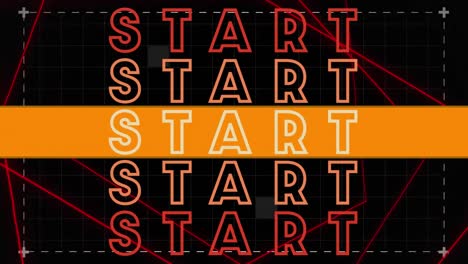 Animation-of-start-text-and-lines-on-black-background