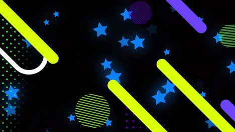 Animation-of-stars-and-shapes-moving-over-black-background