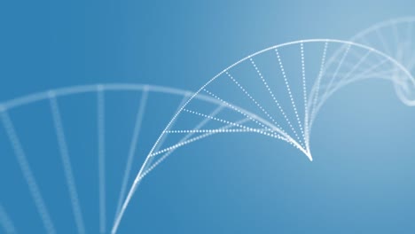 Animation-Eines-Makros-Eines-DNA-Strangs,-Der-Sich-Auf-Blauem-Hintergrund-Dreht