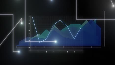 Animation-Von-Lichtspuren-über-Der-Datenverarbeitung-Auf-Schwarzem-Hintergrund