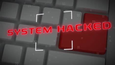Animation-of-data-processing-and-system-hacked-text-over-keyboard