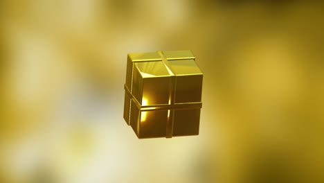 Animation-of-christmas-gold-present-over-gold-background