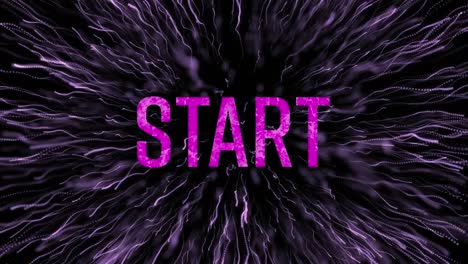 Animation-of-start-text-and-shapes-on-black-background