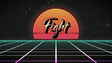Animation-of-fight-text-and-sun-over-shapes