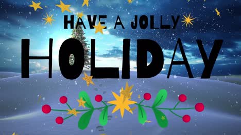 Animation-of-have-a-jolly-holiday-text-over-christmas-tree