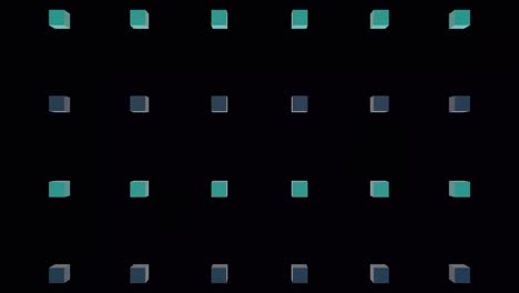 Animation-of-explosion-over-rows-of-blue-cubes-on-black-background
