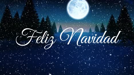 Animation-of-feliz-navidad-text-over-christmas-winter-scenery