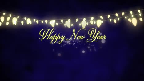 Animation-of-happy-new-year-text-over-light-spots-on-blue-backrgound