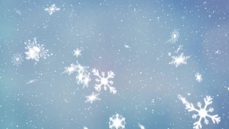 Animation-Roter-Formen-über-Schnee-Auf-Blauem-Hintergrund