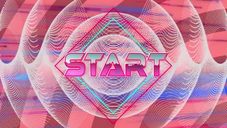 Animation-of-start-text-over-shapes-on-pink-background