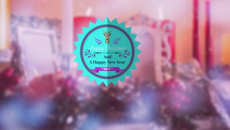 Animation-of-happy-christmas-and-a-happy-new-year-text-over-blurred-background
