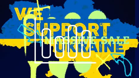 Animation-Von-„Wir-Unterstützen-Die-Ukraine“-Text-über-„Ukraine“.