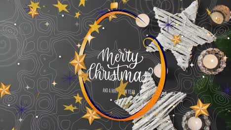 Animation-of-merry-christmas-and-happy-new-year-text-over-christmas-decorations