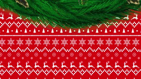 Animation-of-christmas-tree-over-christmas-pattern-and-decorations
